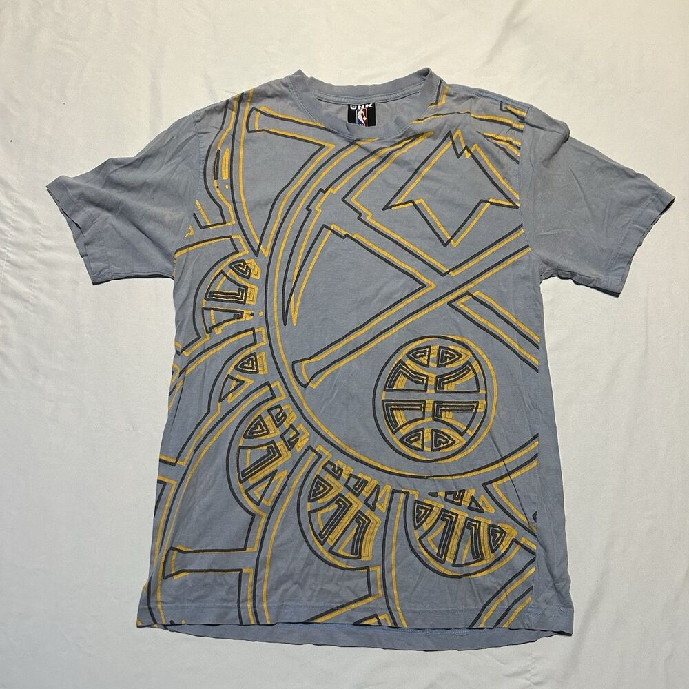 Denver Nuggets Basketball NBA Unk Blue T-Shirt Abstract Design Men's Size M
